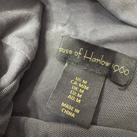 House of Harlow 1960 Women’s Size M Side Ruched Satin Maxi Dress Gray Blue - Picture 4 of 8